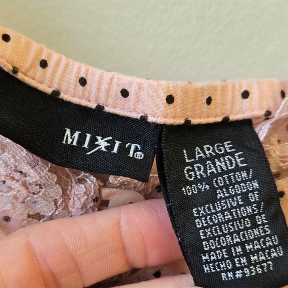 Mixit Y2K Pink Polka Babydoll Y2K Coquette Dot Lace Trim Camisole Large - Picture 5 of 9